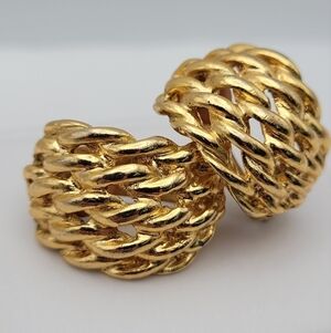 Vintage-Style Gold-Tone Twisted Rope Knot Dome Earrings